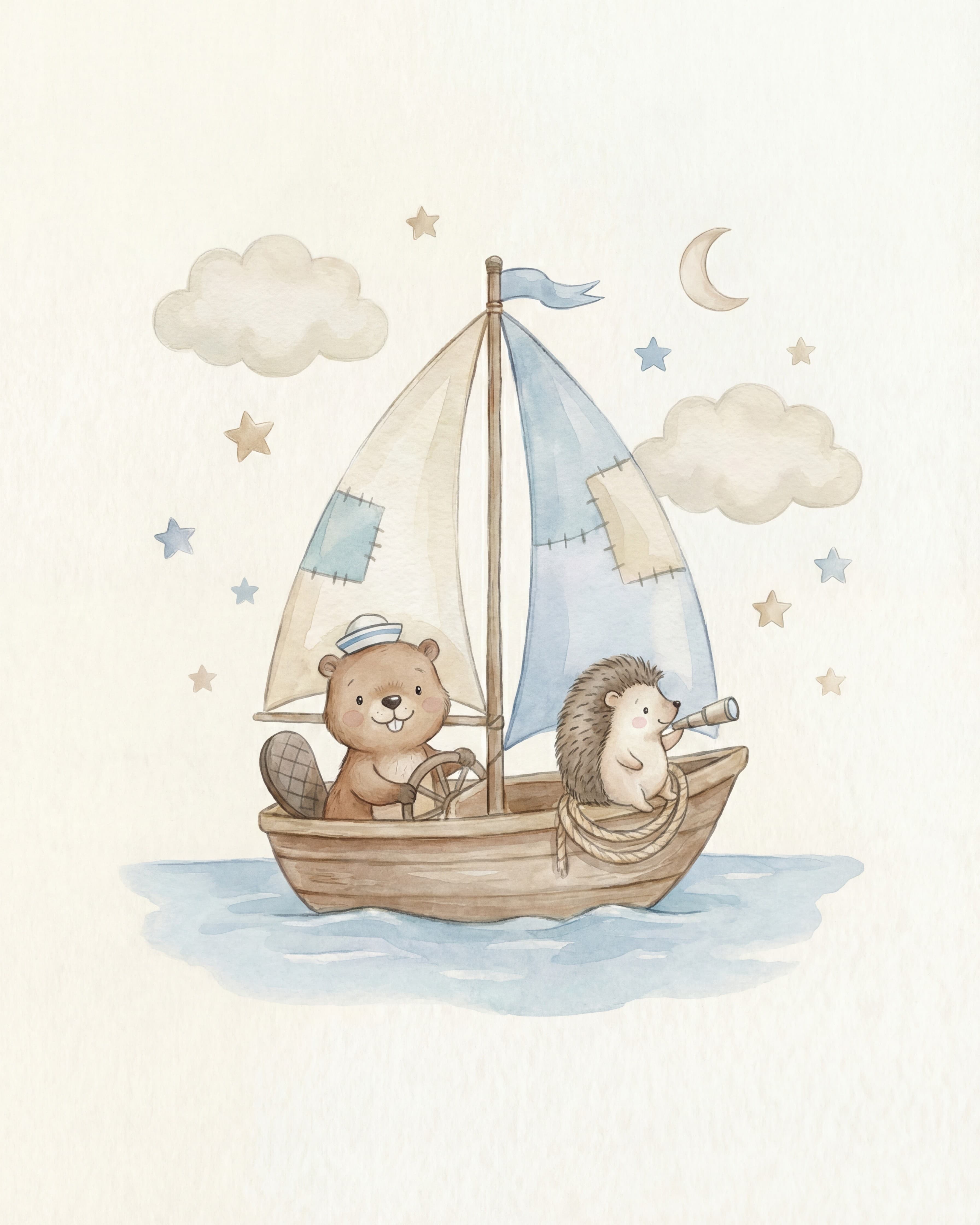 Nursery wall art example — watercolor animal set